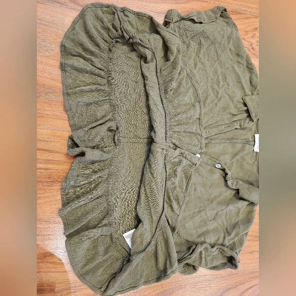 Soul Cake Cropped Olive Green Ruffled Cottagecore Button Up Y2K 90s Fairycore - Picture 13 of 15